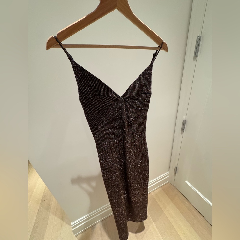 Reformation Brown Glitter Dress, S